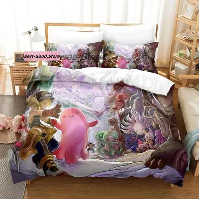 Neues Made In Abyss Bettwäsche-Set Bettbezug Laken Bedrucktes Bettset Kissenbezug Bett Voll Queen King Size Bettdecke Schlafzimmer