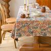 Thick Jacquard Tablecloth Floral Print Cotton Linen Rectangular Table Cover for Dining and Coffee Tables