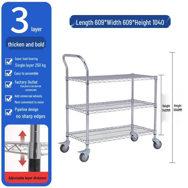 Mobile E-commerce Warehouse Picking Cart - Chrome Wire Mesh Trolley