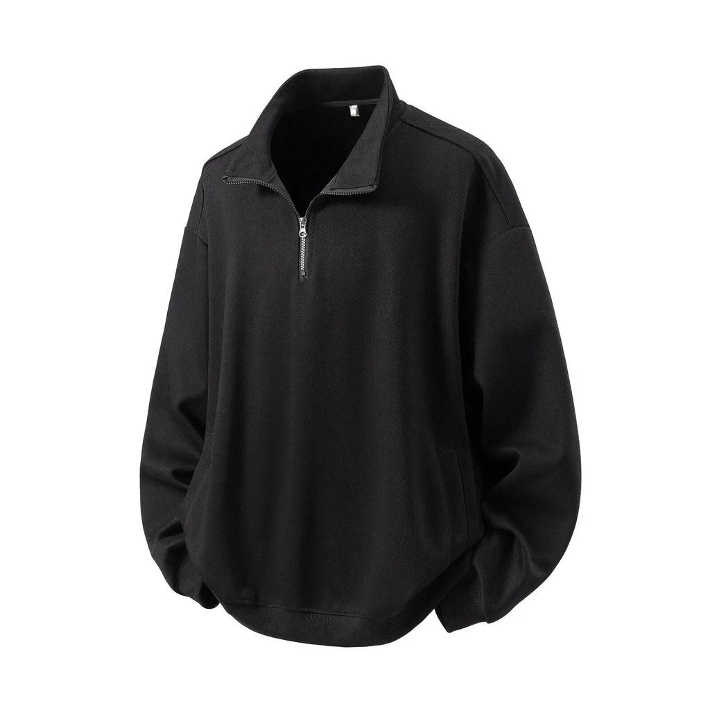 2026 Spring Men Loose Hoodie Jacket American Men Half Zippr Design Hoodies Man Stand Collar Pullover Casual Men's Clothing