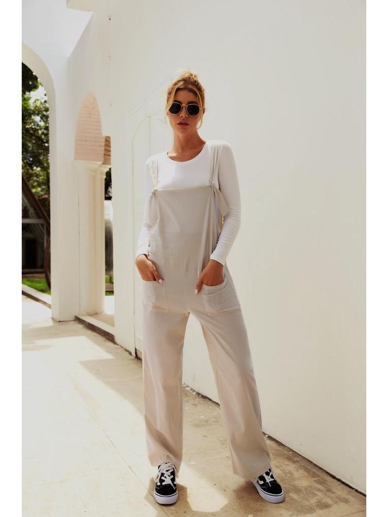 

Trendy Multicolor Casual Plus Size Overalls with Pockets Small абрикосовий