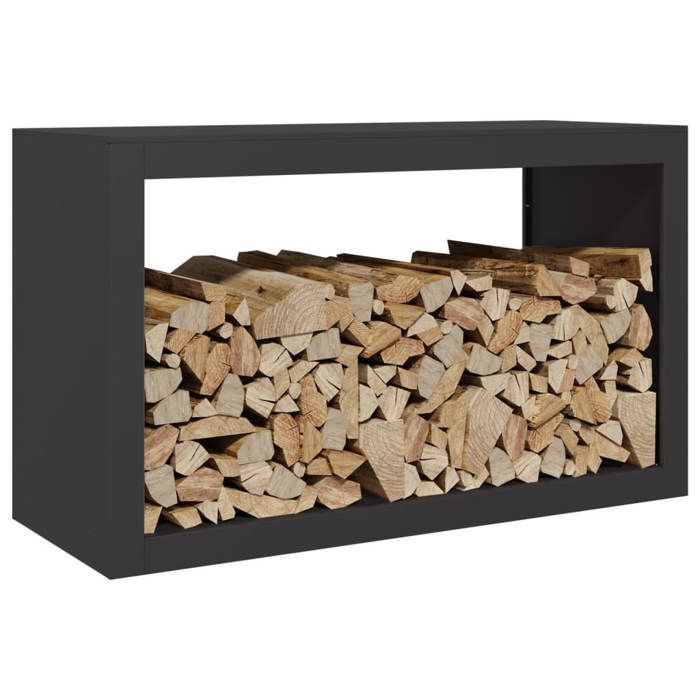 VidaXL Portant de bois de chauffage noir 100x40x60 cm acier, magasin de bûches, porte-bûches de cheminée, support de bûches, 850982