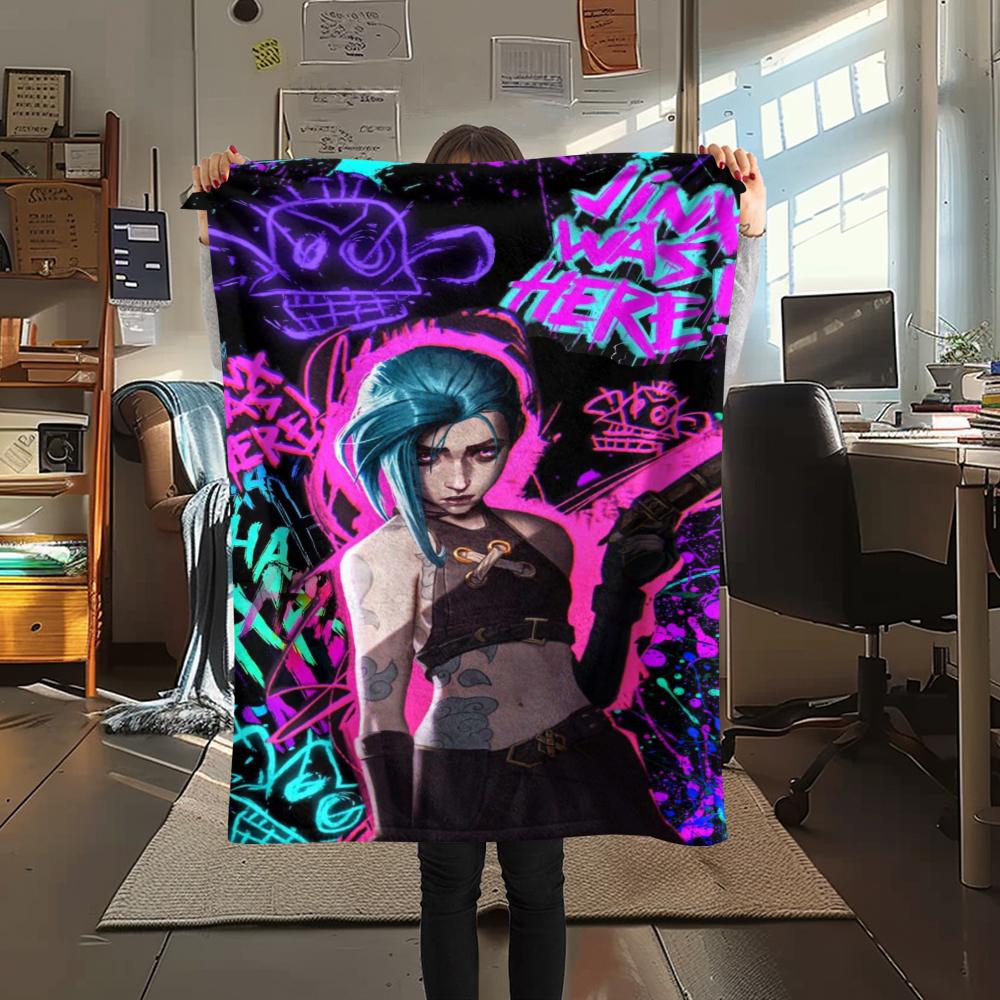 

1Pc Jinx Print Flannel Blanket, High quality Comfortable for All Seasons, Home Decor, Warmth and Comfort, Perfect for Gifts 80cm x 120cm