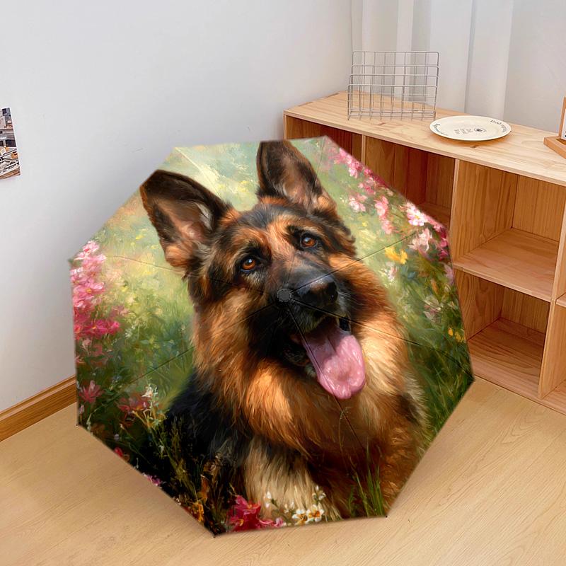 1 PC Automatic Folding Umbrella - German Shepherd Pattern, Portable & Foldable Design with 8 Ribs, Christmas Birthday Gifts