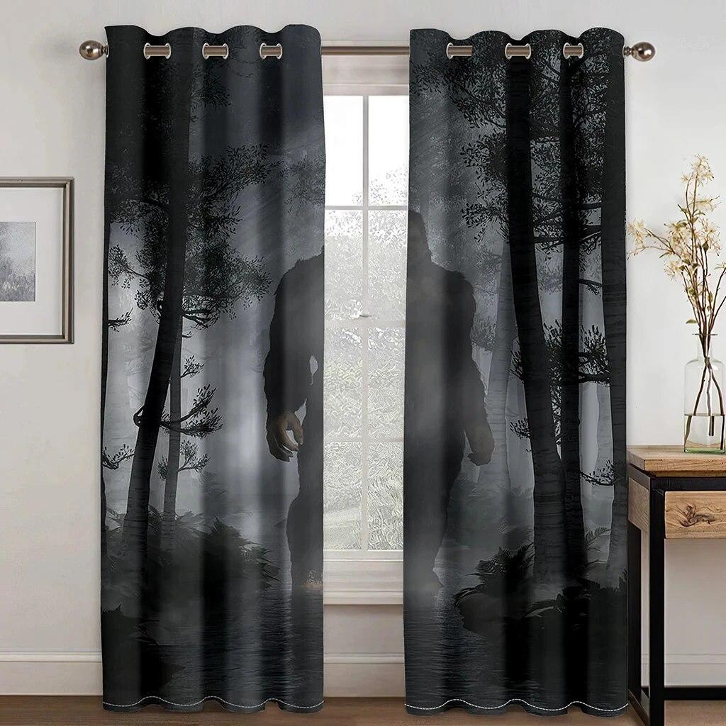 

Ночной Ужас Зомби Волк Питон Медведь Луна Блэкаут Шторы 2 Панели Высокое Затемнение для Спальни Гостиной Отеля W50xH130(CM)x2PCS-Rod pocket