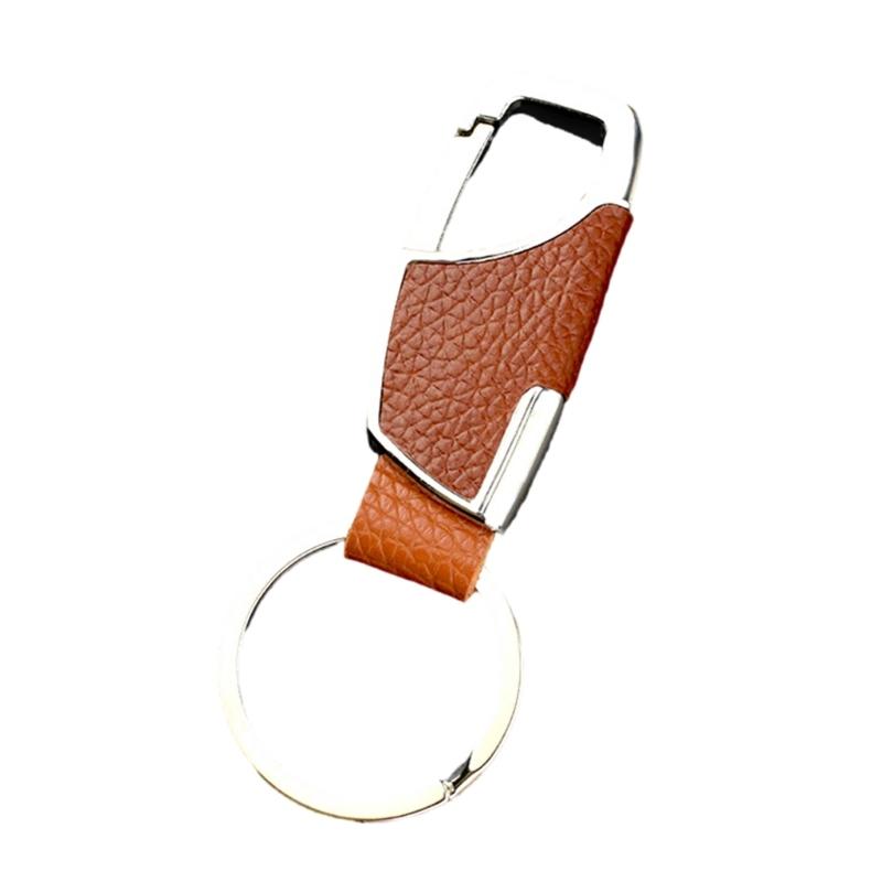 Handmade PU Leather Car Keychain with Metal Ring For Men Stylish Motorcycle Accessories Automotive Enthusiast Gift