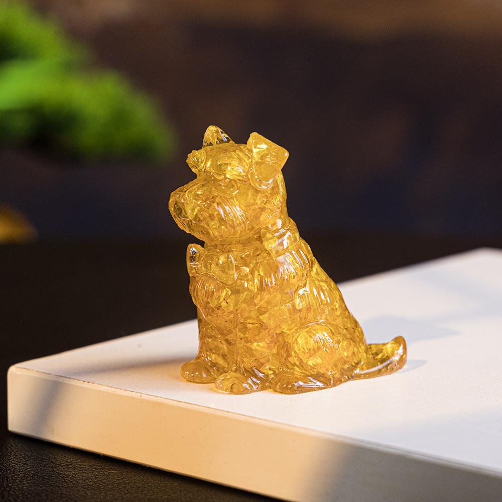 Resin Crystal Dogs Snow Shih Tzu And Golden Retriever Home Decor Gift For Animal Lovers