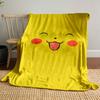 A Cute Yellow Face with a Smiling Expression, Red Cheeks, and a Tongue Out. for All Seasons Blanket Lunch Break Throw Gift