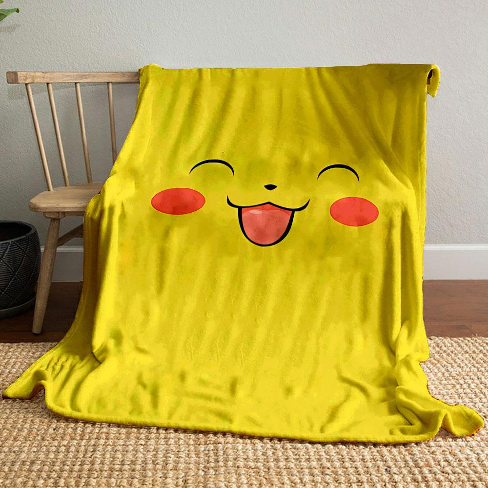 A Cute Yellow Face with a Smiling Expression, Red Cheeks, and a Tongue Out. for All Seasons Blanket Lunch Break Throw Gift
