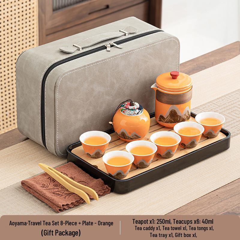Portable Ceramic Kung Fu Tea Set - Travel Quick Cup for Office or Outdoor Use, Ideal Business Gift
