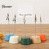 Place Card Holder Wood with Metal Clip, Small Table Number Name Sign Waterproof Wooden Clip Holder, Memo Note Photo Stand for Wedding Party Restaurant