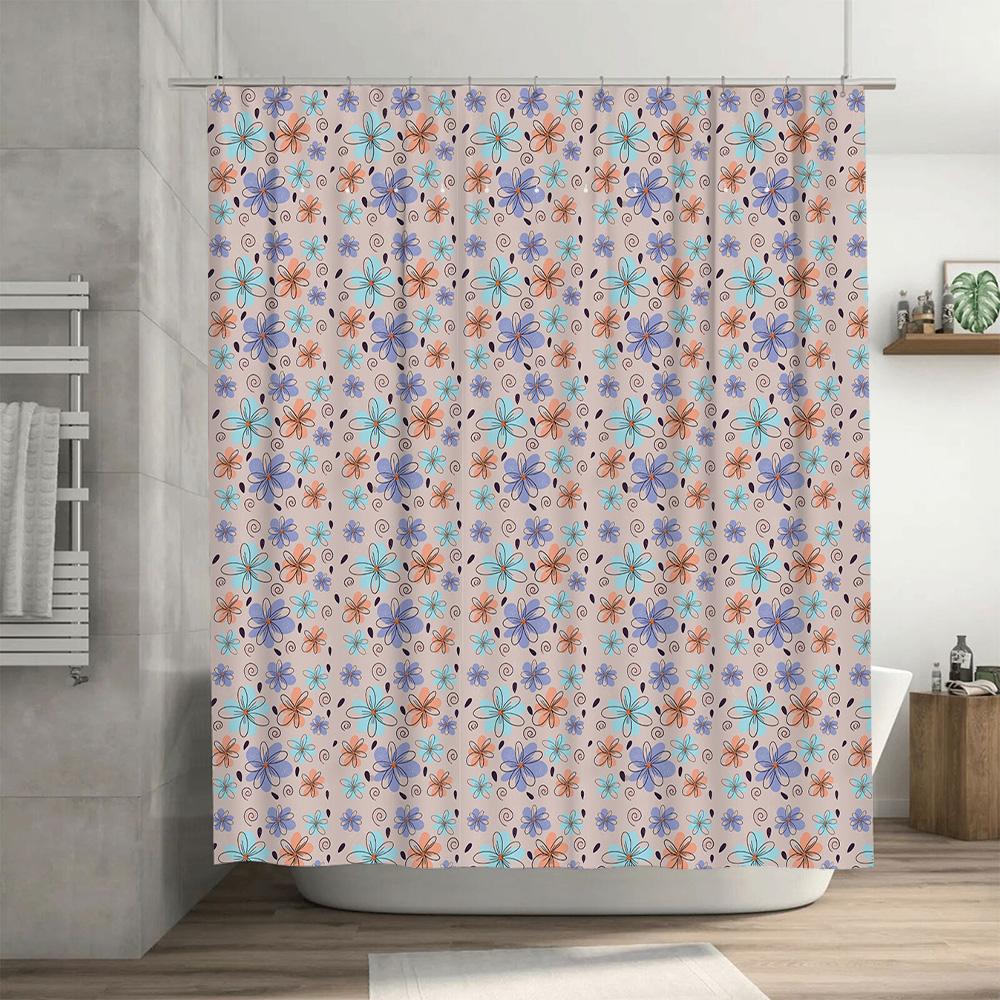 Pattern Shower Curtain Floral Print Bath Room Decor Water Proof Fabric For Bathroom Pink Blue White Color Home Decor Item Ready