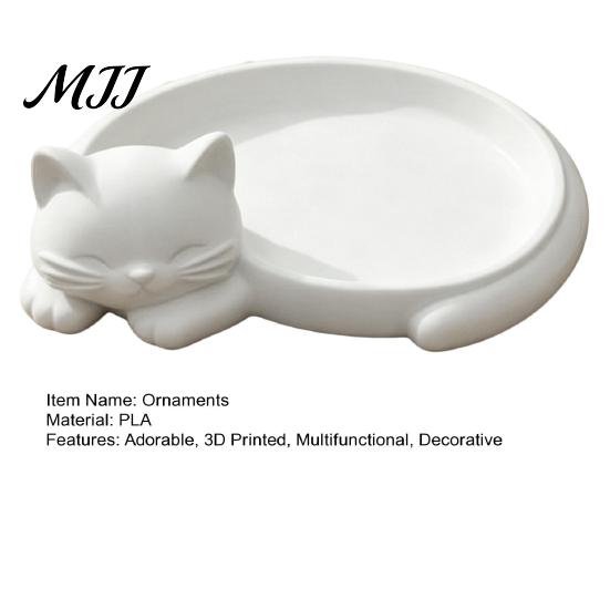 Minimalist Trinket Bowl Cute Sleeping Cat Ring Dish, 3D Printed Jewelry Tray Organizer for Earrings Decorative Succulents Pot Keys Trinkets,