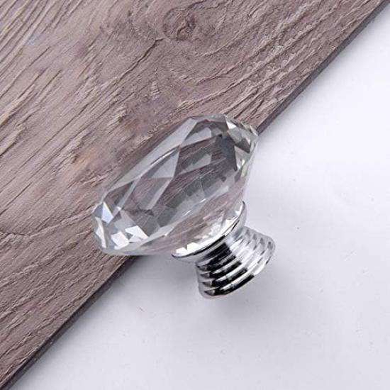 4 Pack 40 Mm Diamond Shaped Glass Crystal Knobs with 3 Size Screws for Cabine