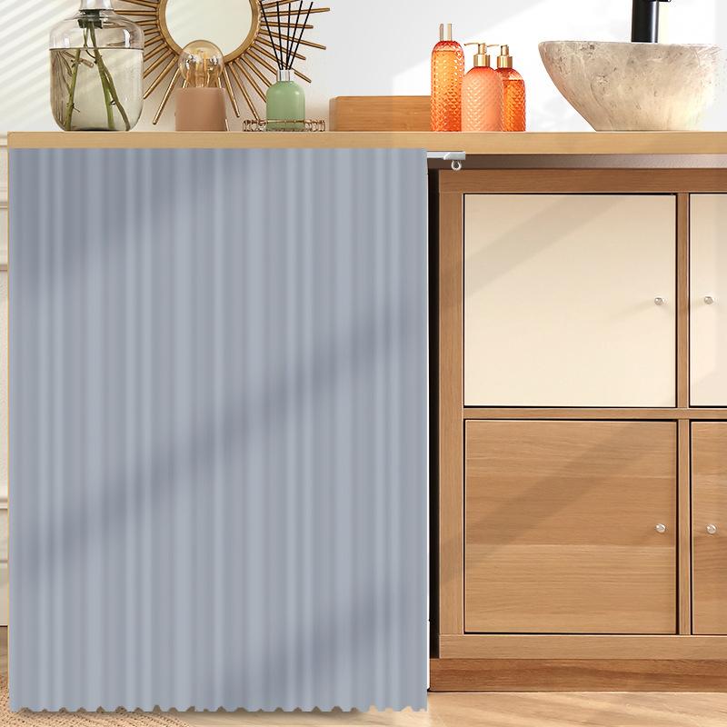 Solid Color Kitchen Concealed Curtain Door Window Short Partition Cupboard Storage Shelf Dustproof Half-curtain Home Decor