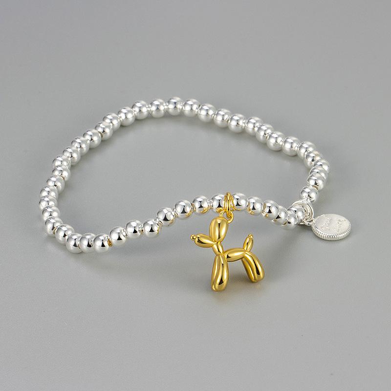 Cute Balloon Dog Stretch Bracelet For Women Minimalist Luxury Round Bead Jewelry Unique Simple Elegant Design