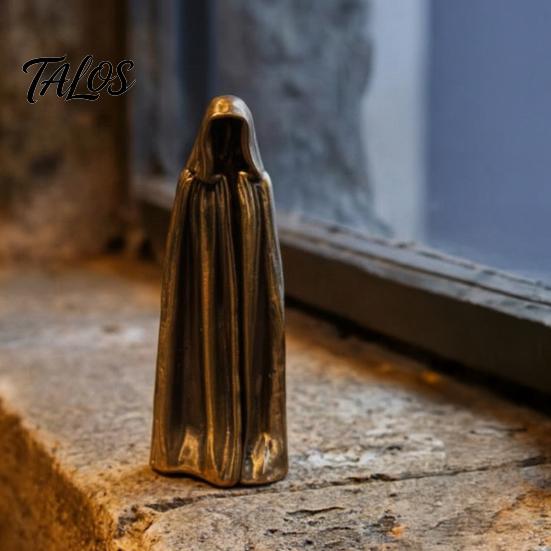 Figurina Bronzo Retrò Fantasma Senza Volto Vintage Figurina Ottone, Statua Misteriosa in Metallo, Piccolo Ornamento Creativo per Arredamento Casa Gotica Scaffale da Tavolo Scrivania