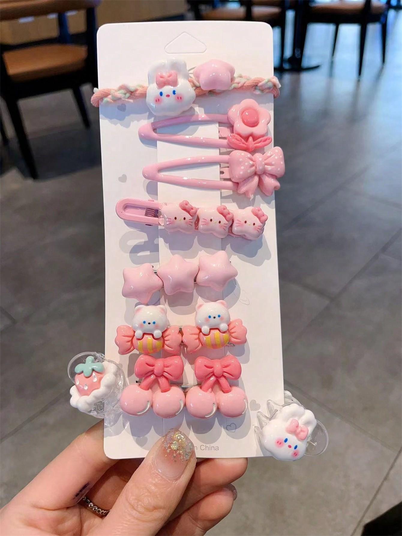 

9 женских новых весенних милых мультяшных заколок для волос с животными и цветами, боковые заколки, аксессуары для волос Size fits all