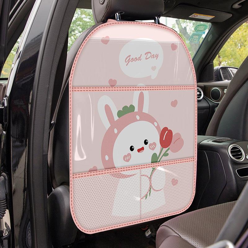 Auto Cartoon Anti-Tritt-Matte Rücksitzbezug Für Kinder Kicken Universelles PU-Leder Wasserdicht Auto-Sitzrücken-Schutzmatte