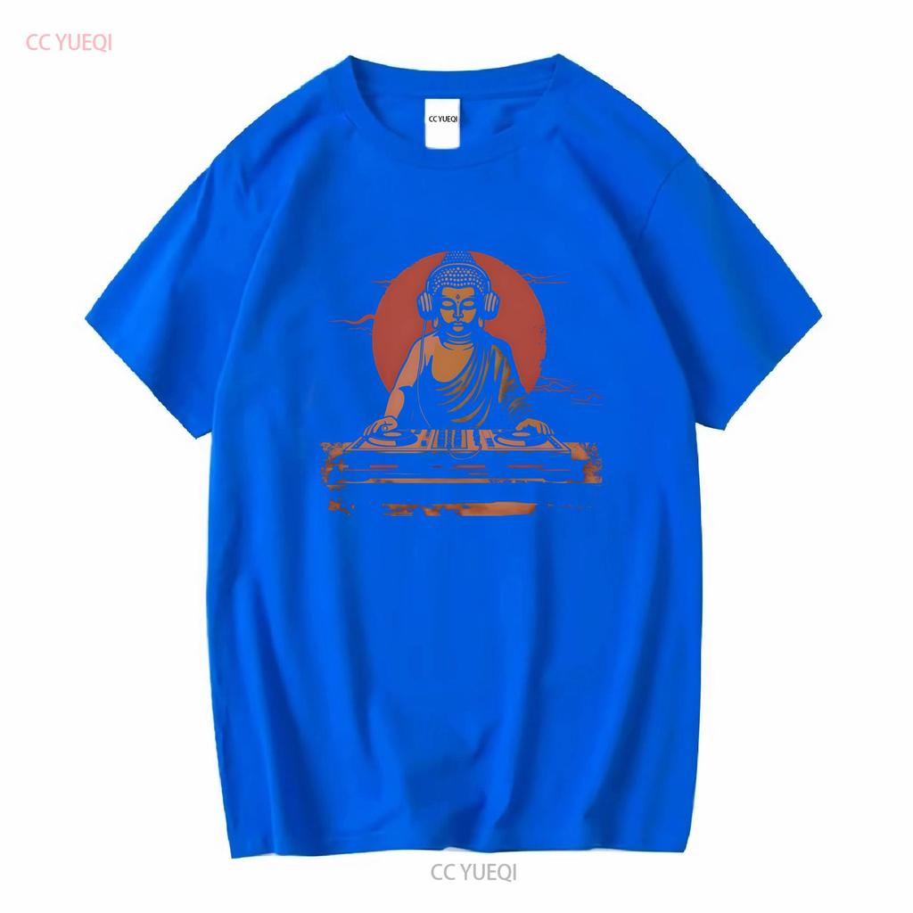 Buddha DJ In Headphones Softstyle T Shirt Long or Short Sleeves Vintage Washed Unisex Stretched Top For Everyday Wear Graphic