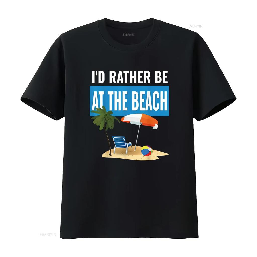 I D Rather Be At The Beach Outdoor Adventure T Shirt Vintage Washed Graphic Stylish Fashion Streetwear Breathable Unisex