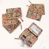 Retro Ethnic Style Coin Purse Multi-slot Cork Wood Credit Card Holder Portable Ultra-thin Zipper Small Wallet