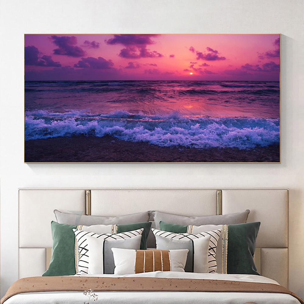 

Современная картина на холсте с морской волной, пляжем, закатом, пейзажем, природой, морским пейзажем, постеры и принты, настенные художественные картины, домашний декор 20x40cm Unframed