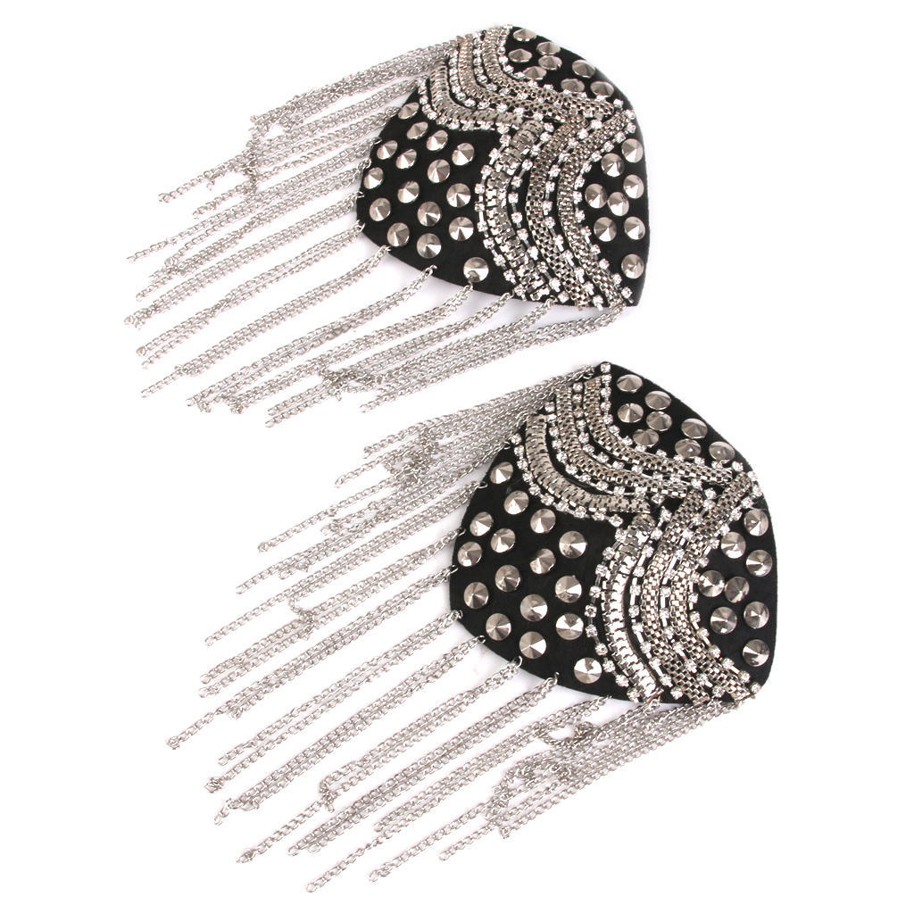 2 Straps Rivet Studs Tassel For Woman Man Jacket