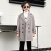 Boys' Mid-Length Wool Trench Coat - Stylish and Warm Korean-Style Overcoat for Autumn and Winter