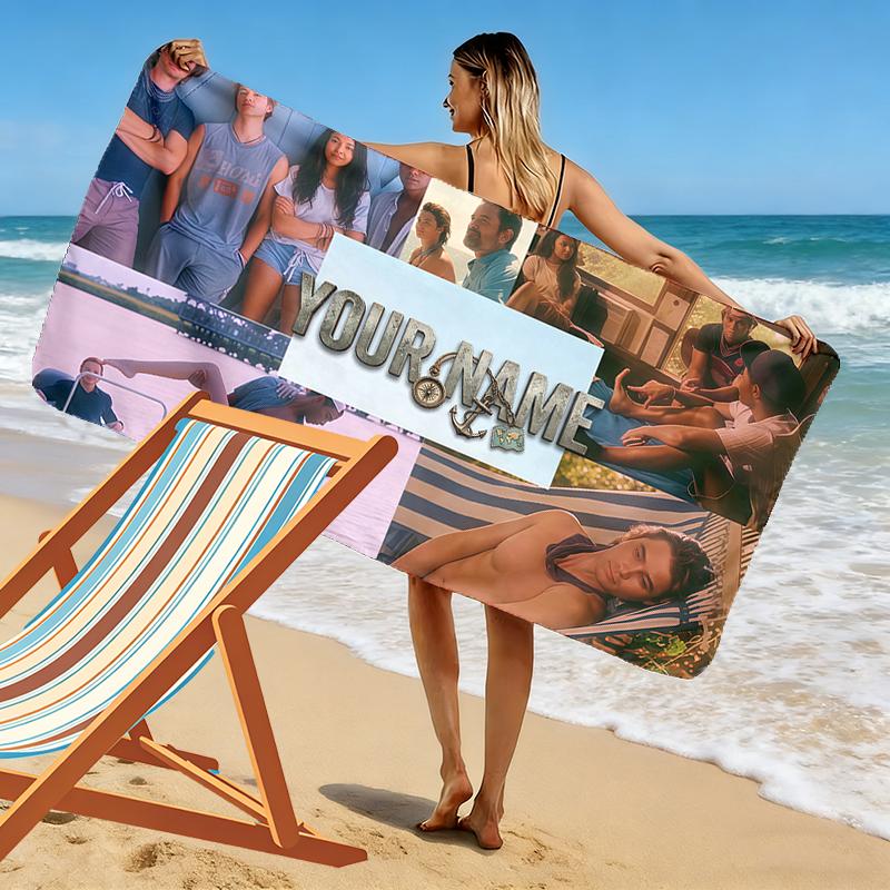 Custom Name,Outer Banks Print Beach Towel, Large Soft Quick Dry Towel for Beach Camping Swimming