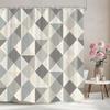 Abstract Geometric Lines Shower Curtain Irregular Pattern Square Wave Pattern Polyester Shower Curtain Bathroom Decor With Hooks