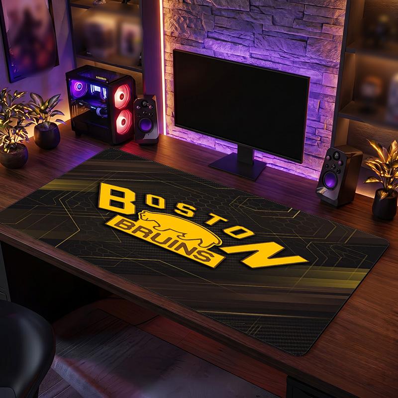 Boston Bruins Pattern Mousepad Anti?Slip Rubber Desk Pad For Gaming Working Desktop Decoration