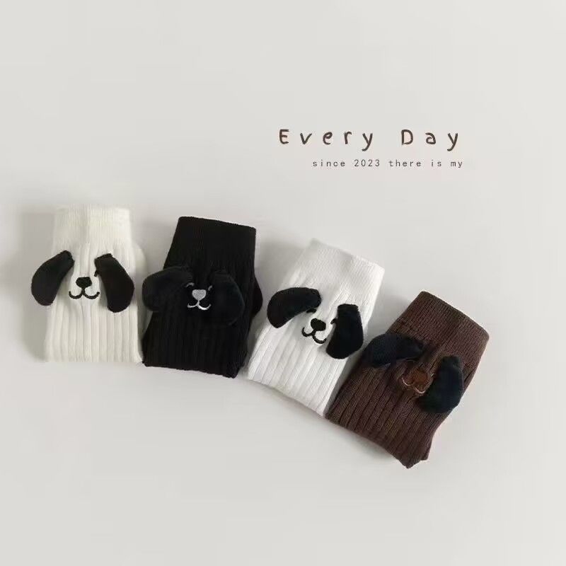 1 Paar 1-12 Jahre Herbst Kinder Socken Niedlich Cartoon Stickerei Hund Mädchen Jungen Kleinkind Gestrickte Socken Baumwolle Schule Sportsocken