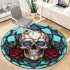 1pc Skull Gothic Rose Design Chair Carpet for Office, Round Non-Slip Durable Large Size Office Carpet, Suitable for Office, Beautiful Decoration