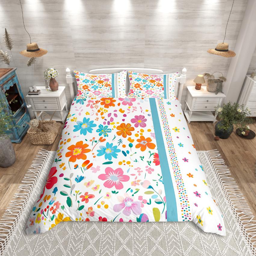 Comforter Homewish Retro Rustic Flower Chic Butterfly Comforter Setpink Red White Bed Set For Girls