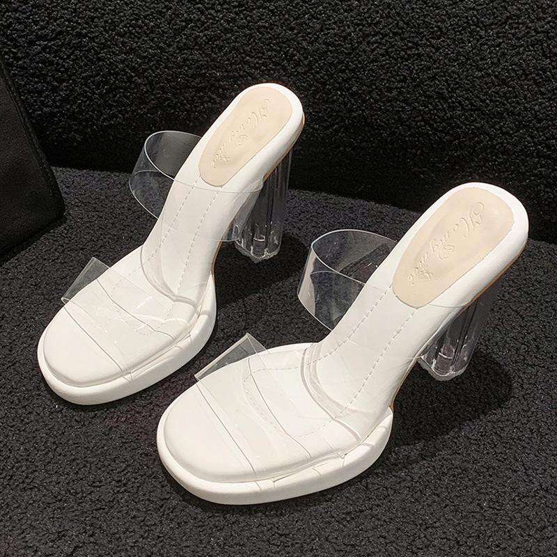 

Small people are not tired of high heels women s sandals summer new transparent design crystal cool slippers outside 35