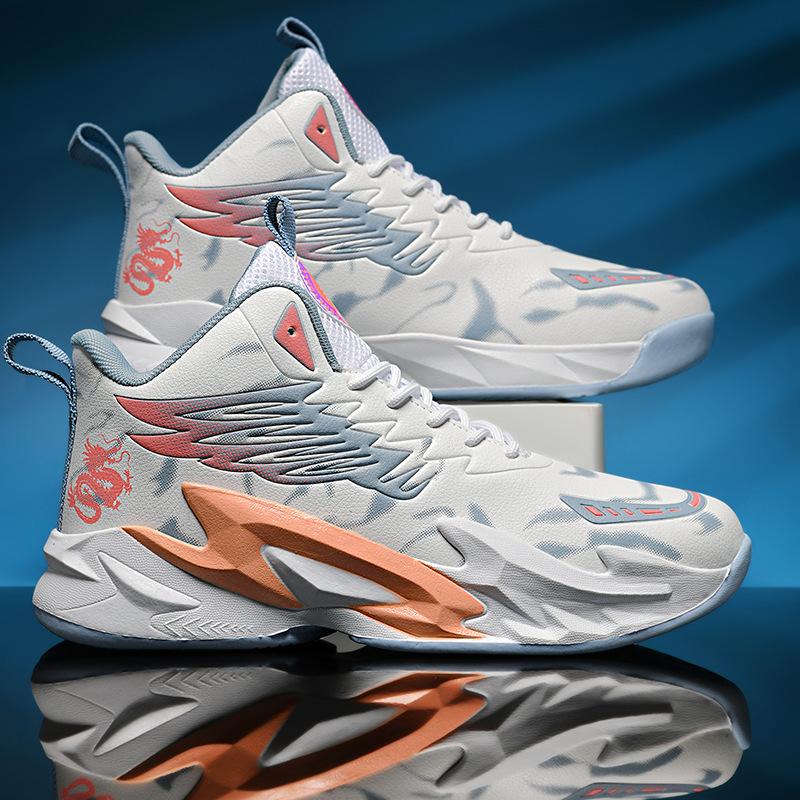 Practical high-top basketball shoes for men and women, new leather sports shoes, medium-sized older children and adolescents, cement boots