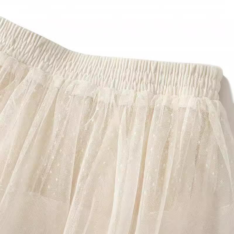 Women's High Waisted Slimming Sand Cake Skirt Half Skirt High-End Feeling Gauz Long Skirt Summer Hundred Fold Skirt