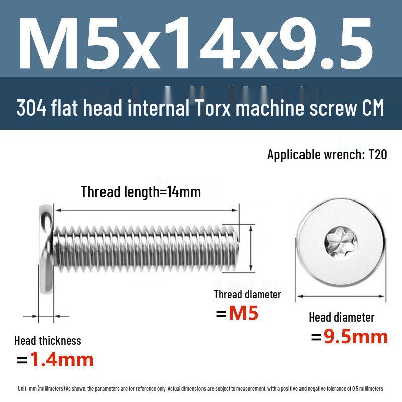 Yigu 304 Stainless Steel Thin Flat Head Torx Screw M2-M8 for Computer Machines