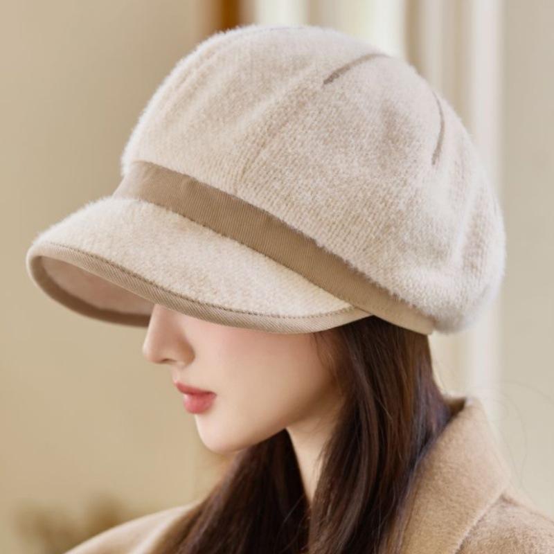 New fashionable versatile octagonal hat women's early autumn face small beret simple foreign trend temperament hat