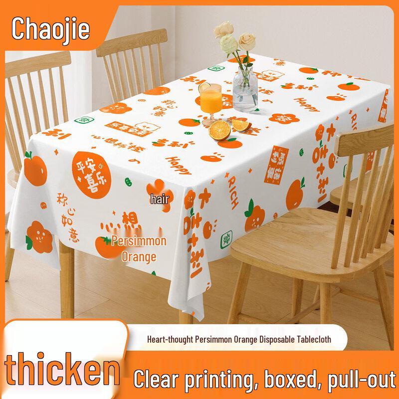 ZISIZ Persimmon Orange Print Disposable Tablecloth