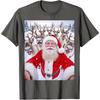 Funny Santa Claus Christmas Reindeer Selfie Xmas Snow TShirt Women Unisex Merry Christmas Graphic T Shirts Oneck Cotton Tops Tee