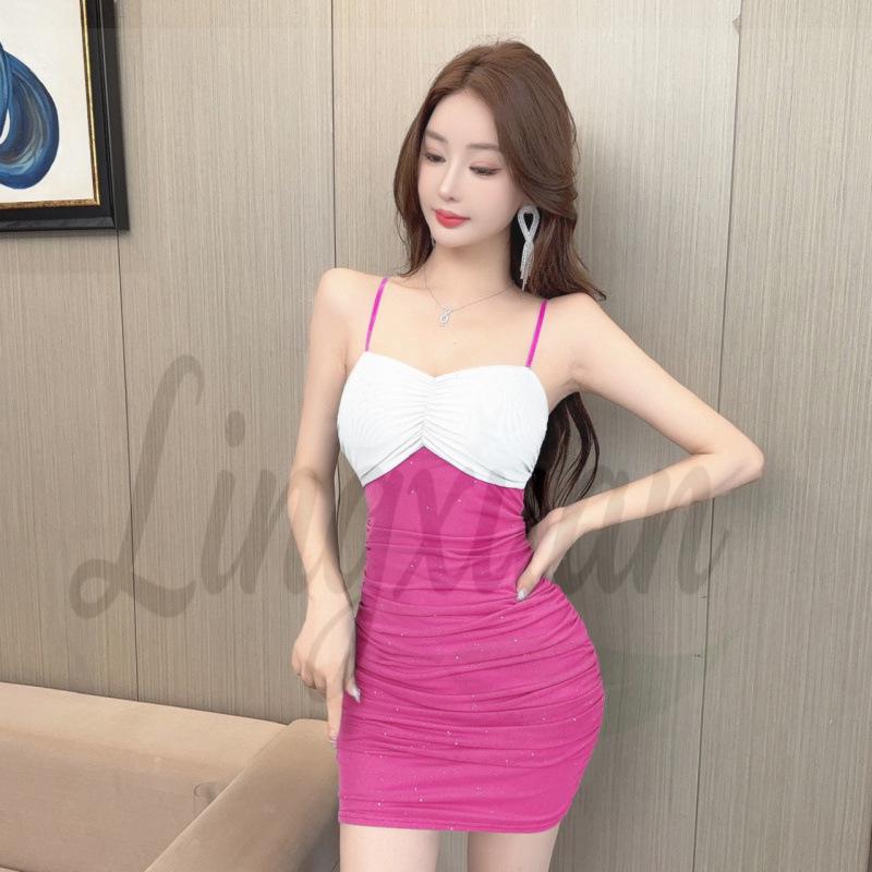 Spicy Girl Sexy Slimming Low-Cut Bodycon Open Back Mini Dress Large