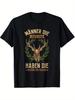 Streetwear Vintage German Hunter Retro Stag Horn Print Men's and Women T Shirt Tee Casual Tren