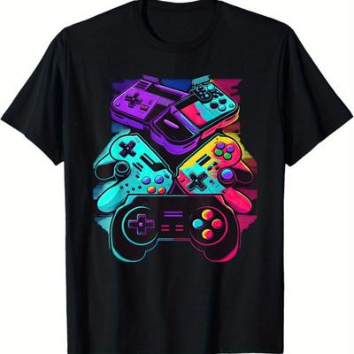 Printed Gamer Girl Boy T-Shirt For Men GamePad Graphic Tees Casual Oversized Short Sleeve Tops Round Neck Streetwear T Shirts