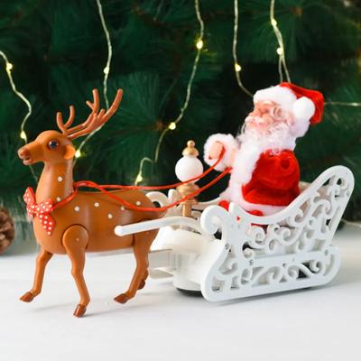 Elektrischer Weihnachtsmann Rentierwagen Weihnachtsdekoration Kindergeschenk Elchschlitten Kinderspielzeug Puppe Puppe Wiederverwendbare Weihnachtsdekorationszubehör A259
