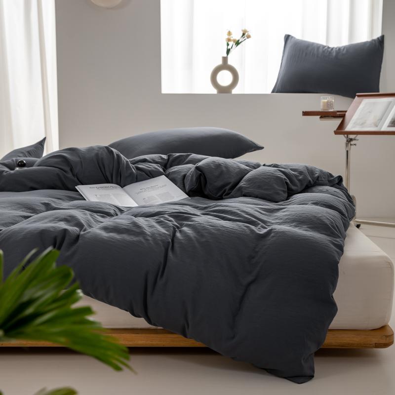 1pc Solid Color Duvet Cover 100% Washed Cotton Quilt Cover Japanese Minimalist Style Bedding Single Double King Queen Size Bed