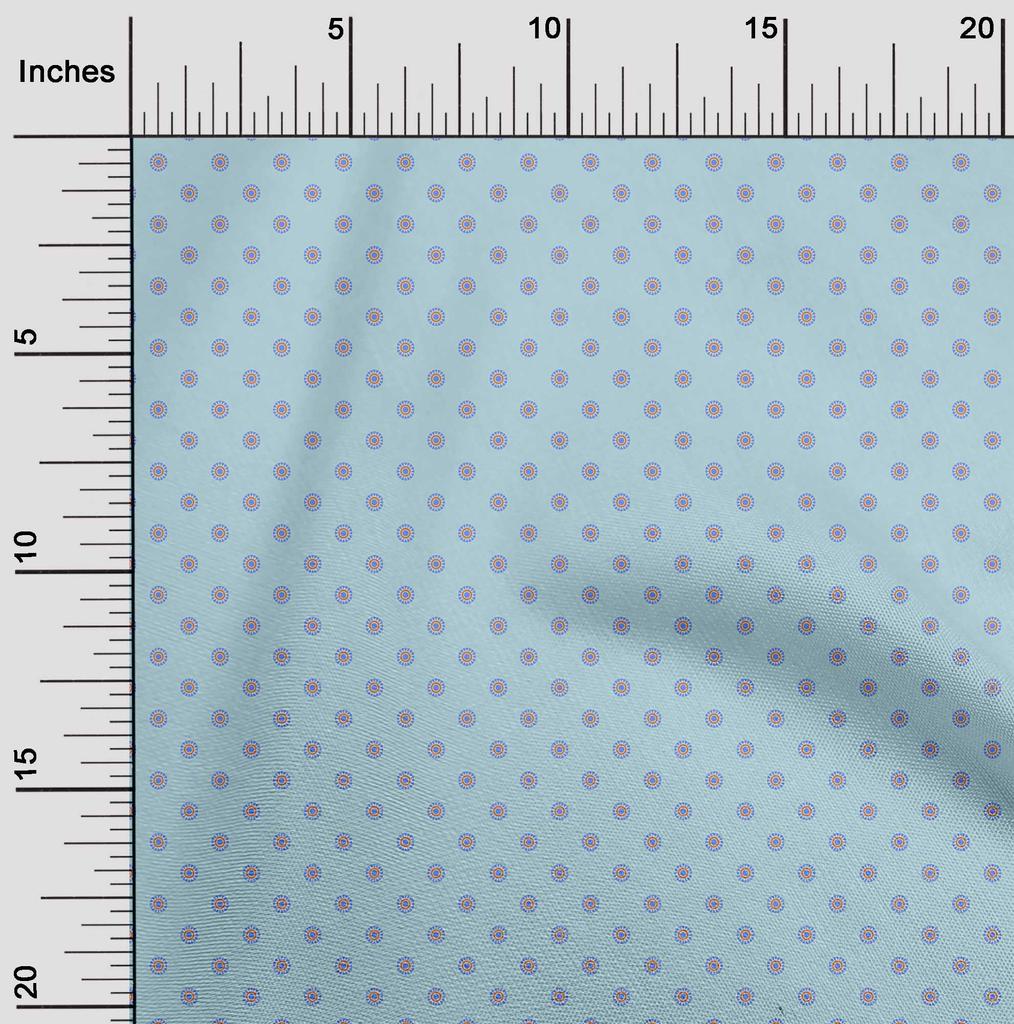 oneOone Cotton Flex Light Blue Fabric Florals Dress Material Fabric Print Fabric By The Yard 40 Inch
