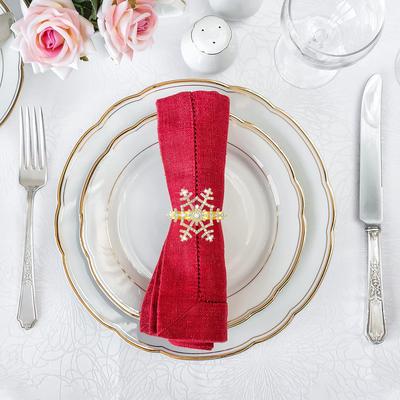 Weihnachts-Serviettenringe Set von 12 Gold Strassstein Schneeflocke Winterhochzeit Feiertage Thanksgiving-Abende Partys Tischdekoration