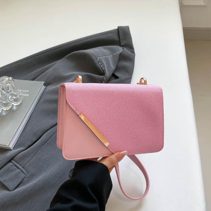 Popular Diagonal Light Luxury Design Sense New Contrasting Color Temperament Small Square Bag Casual High Value Single Shoulder Messenger Bag